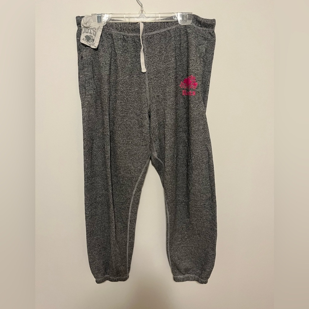 Roots Charcoal Joggers with Pink Logo
